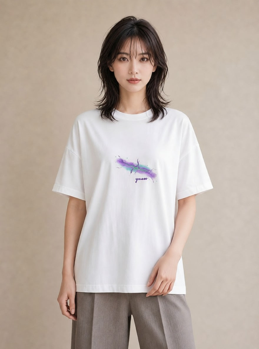 半袖Tシャツ レディース 天の川 星空 宇宙 イラスト こなれ感 春コーデ 姉妹 白T YMAZO