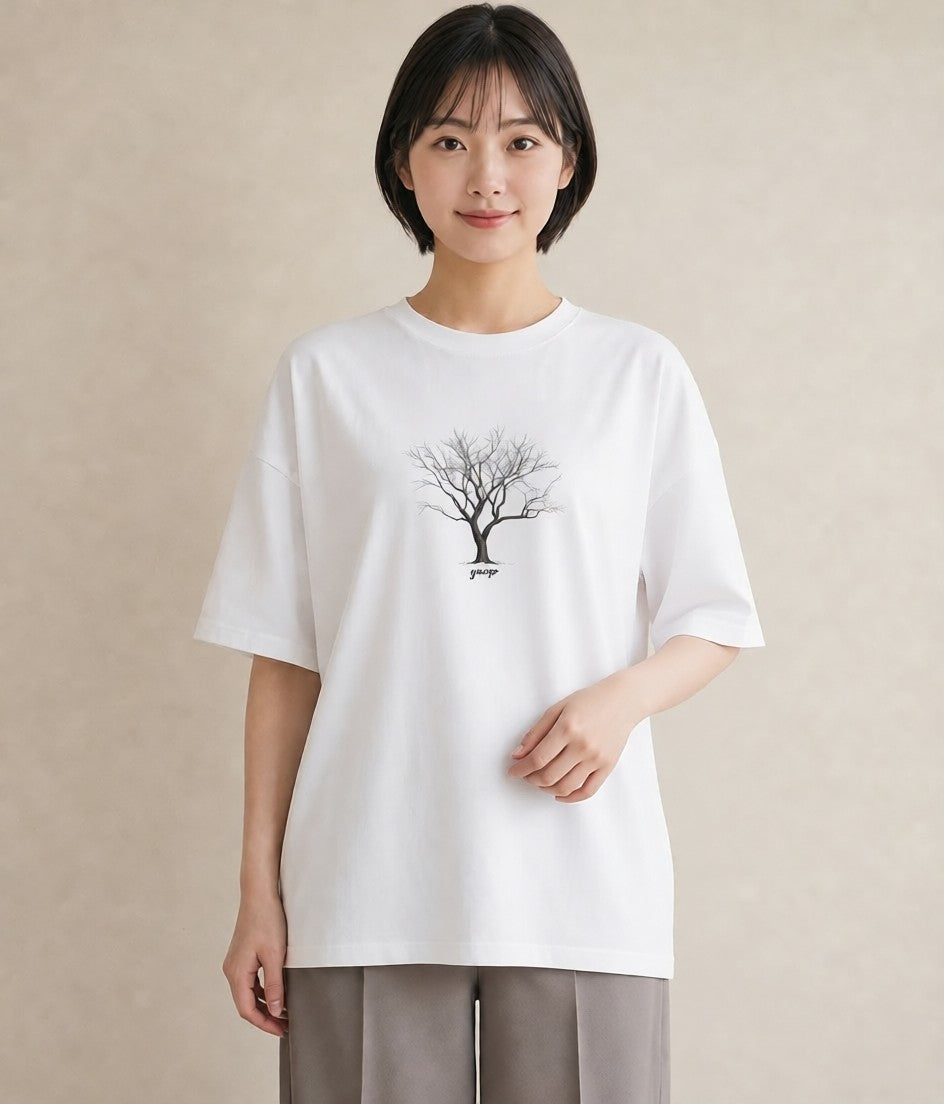 プリントTシャツ レディース 青の水彩 風景 ブルー ナチュラル アンティーク イラスト こなれ感 おしゃれギフト 社会人 白T YMAZO
