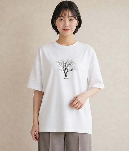 プリントTシャツ レディース 青の水彩 風景 ブルー ナチュラル アンティーク イラスト こなれ感 おしゃれギフト 社会人 白T YMAZO