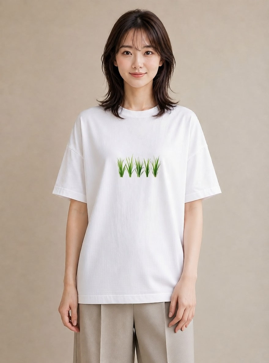 デザインTシャツ レディース 芝生 植物 ボタニカル イラスト ヴィンテージ風 ギフト 母の日 白T YMAZO