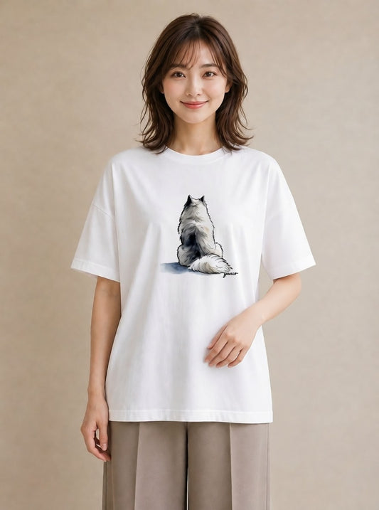 半袖Tシャツ レディース サモエド 犬 いぬ イラスト シンプル 春コーデ 姉妹 白T YMAZO