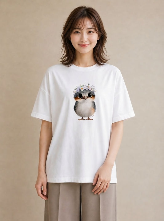 Tシャツ レディース ボタンインコ ペット 動物 イラスト デート 帰省 白T YMAZO