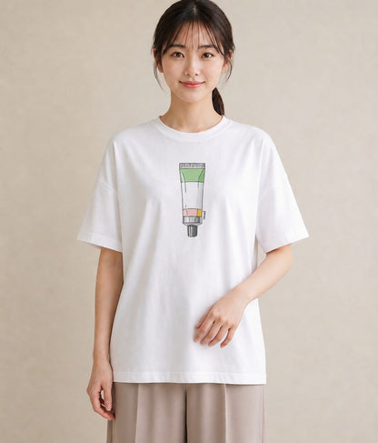 グラフィックTシャツ レディース ミルク 食べ物 フード イラスト アート風 海 カフェ巡り 白T YMAZO