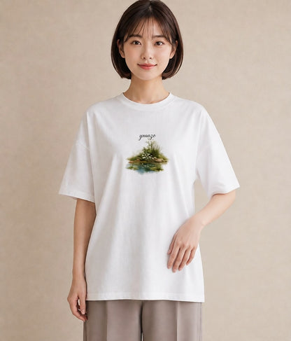 デザインTシャツ レディース 桟橋 水辺 波止場 ナチュラル アンティーク イラスト 淡色 敬老の日 ホワイトデー 白T YMAZO