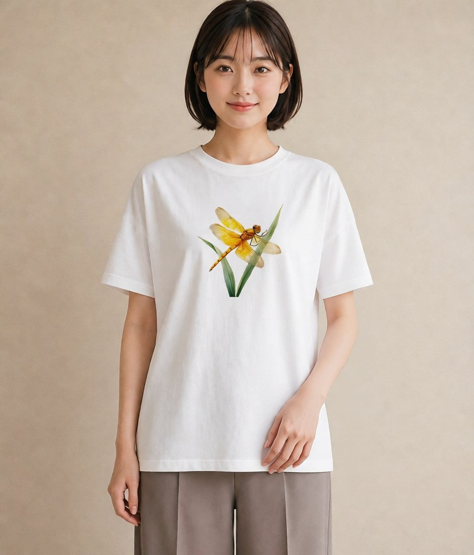 グラフィックTシャツ レディース ホタル 昆虫 虫 イラスト 通勤 在宅 白T YMAZO