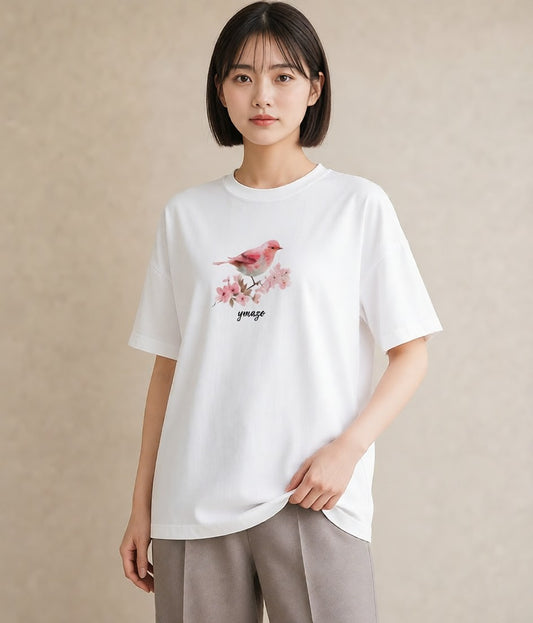 グラフィックTシャツ レディース ことり ペット 動物 イラスト こなれ感 女性向けギフト 散歩 白T YMAZO