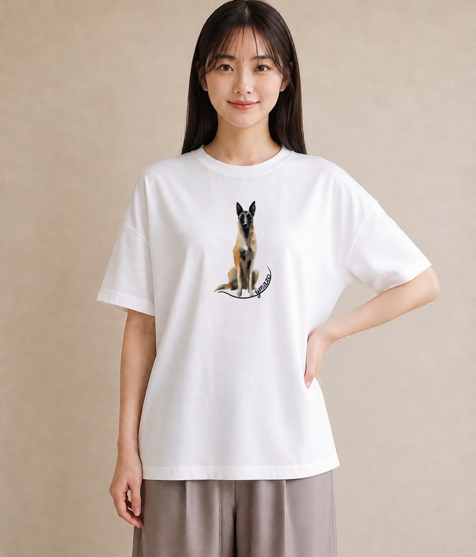 グラフィックTシャツ レディース ジャーマンシェパード 犬 いぬ イラスト ボタニカル 秋コーデ おしゃれギフト 白T YMAZO