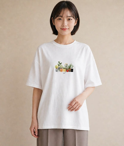グラフィックTシャツ レディース 窓辺の雨 雨の日 窓 ナチュラル アンティーク イラスト フェミニン 20代 カジュアルコーデ 白T YMAZO