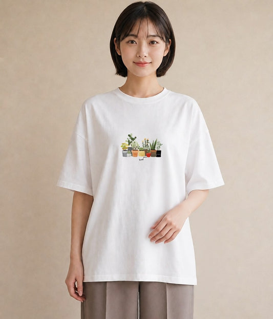 グラフィックTシャツ レディース 窓辺の雨 雨の日 窓 ナチュラル アンティーク イラスト フェミニン 20代 カジュアルコーデ 白T YMAZO