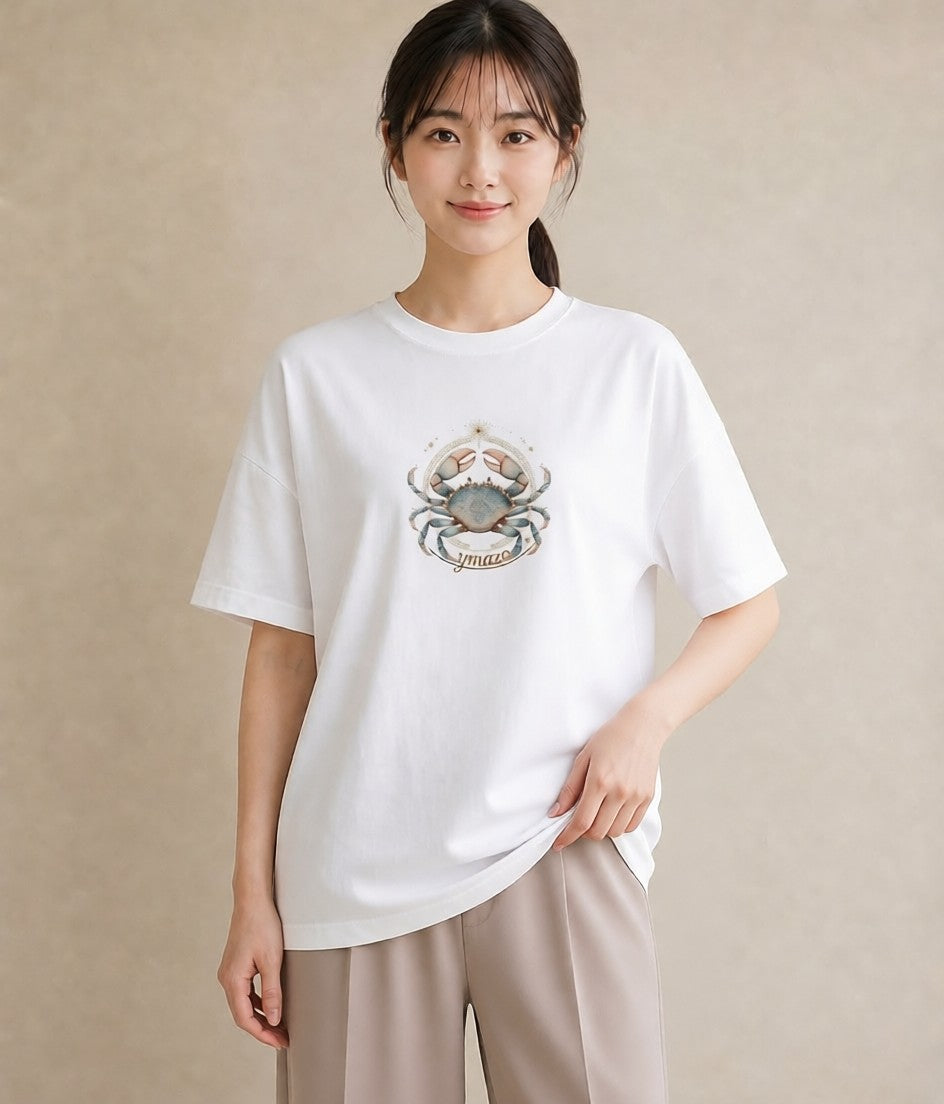 半袖Tシャツ レディース 蠍座 星空 宇宙 イラスト ゆるかわ 旅行 母娘コーデ 白T YMAZO