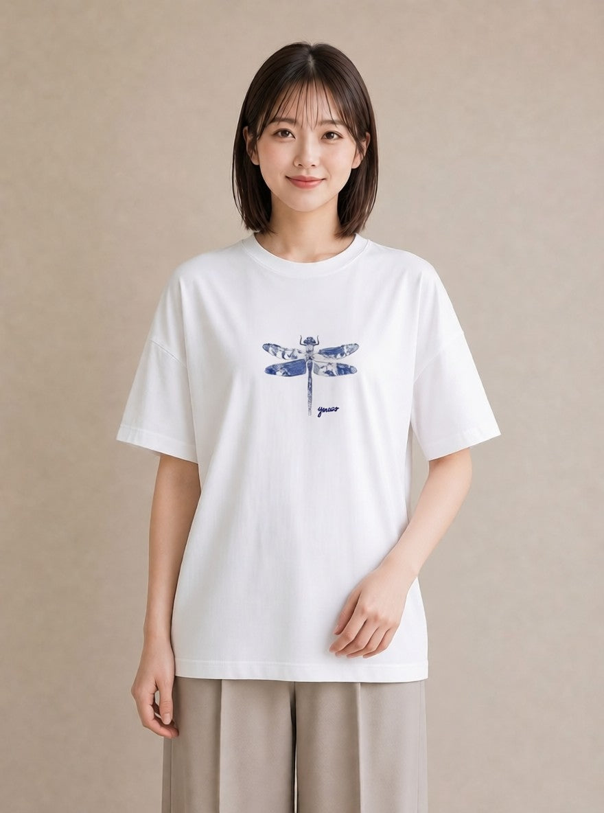グラフィックTシャツ レディース とんぼ 昆虫 虫 イラスト ポップ 母の日 ビーチ 白T YMAZO