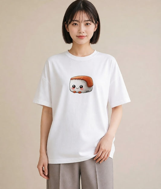 Tシャツ レディース おにぎり 食べ物 フード イラスト ユニーク ミセス 春コーデ 白T YMAZO