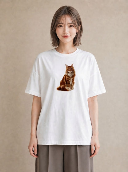 プリントTシャツ レディース 猫 ねこ イラスト ユニーク 秋コーデ おしゃれギフト 白T YMAZO