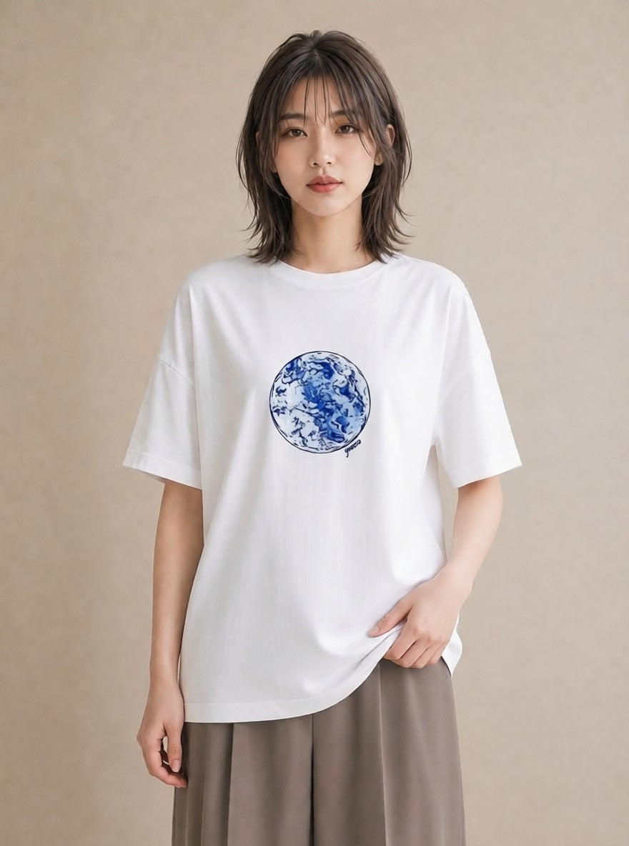 半袖Tシャツ レディース 蟹座 星空 宇宙 イラスト 水彩風 ギフト 母の日 白T YMAZO