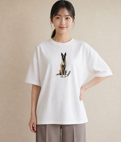 グラフィックTシャツ レディース ジャーマンシェパード 犬 いぬ イラスト カジュアル 旅行 母娘コーデ 白T YMAZO