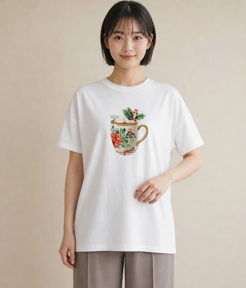 プリントTシャツ レディース カフェオレ 食べ物 フード イラスト ゆるかわ 社会人 女性 白T YMAZO