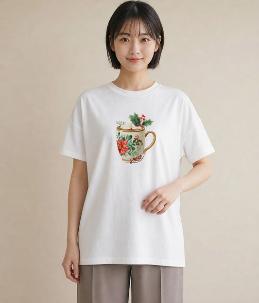 プリントTシャツ レディース カフェオレ 食べ物 フード イラスト ゆるかわ 社会人 女性 白T YMAZO