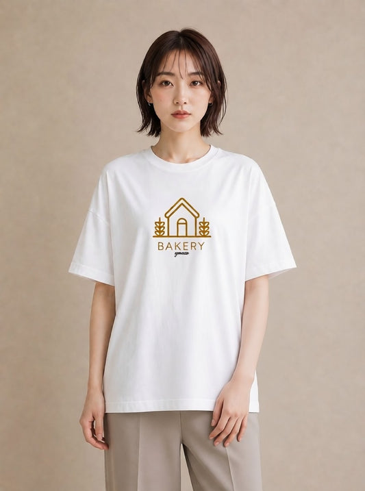 デザインTシャツ レディース パン ベーカリー イラスト カフェコーデ 綿100 デート 白T YMAZO