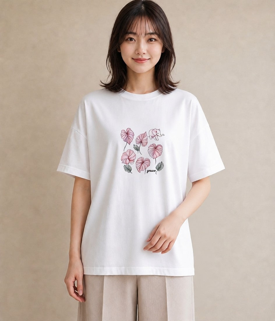 Tシャツ レディース モンステラ 植物 ボタニカル イラスト ラフカジュアル 旅行用 海 白T YMAZO