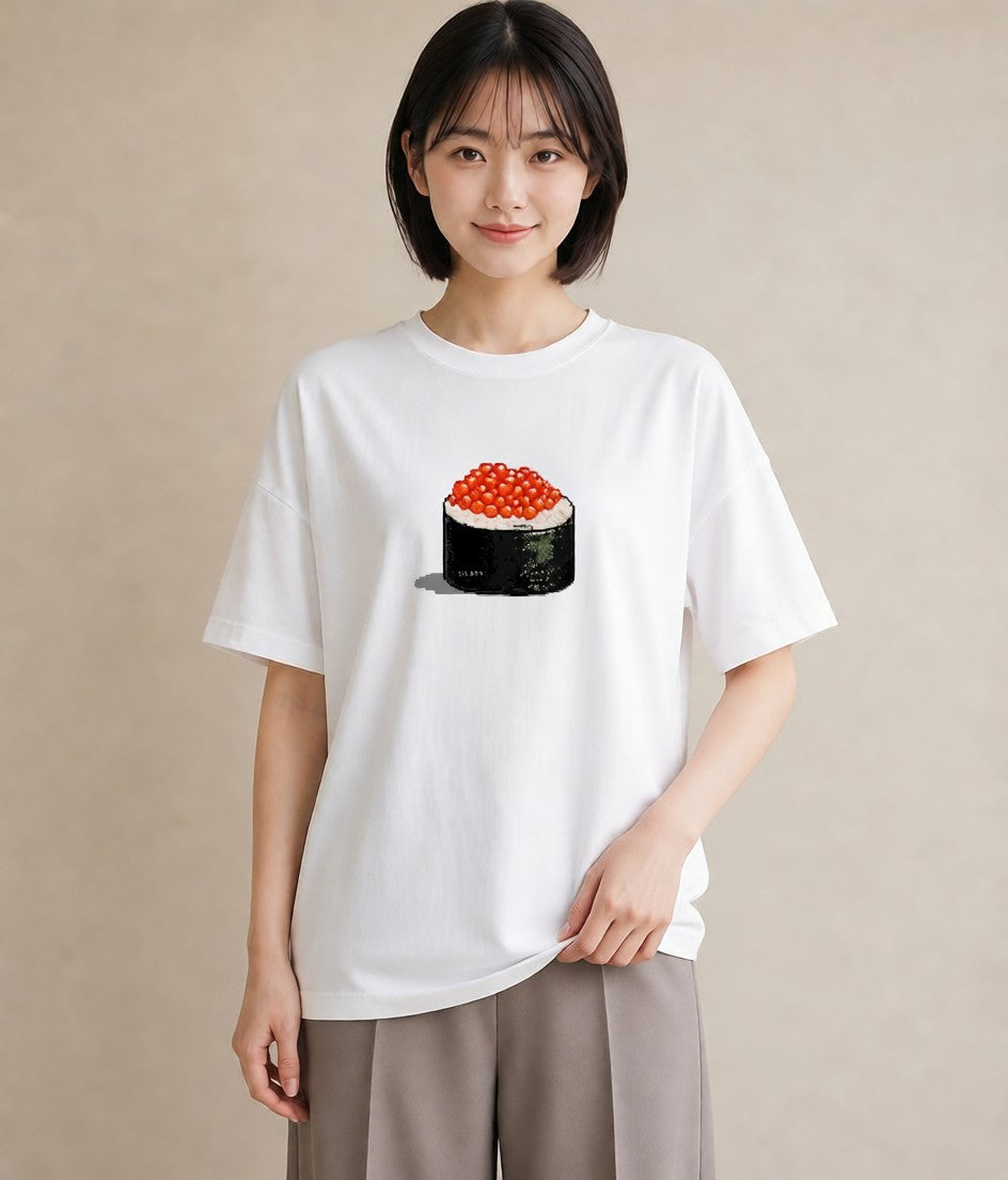 プリントTシャツ レディース お寿司 食べ物 フード イラスト ペアコーデ 秋コーデ 白T YMAZO