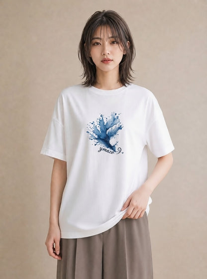 デザインTシャツ レディース 魚座 星空 宇宙 イラスト アート風 カフェ巡り 女子会 白T YMAZO