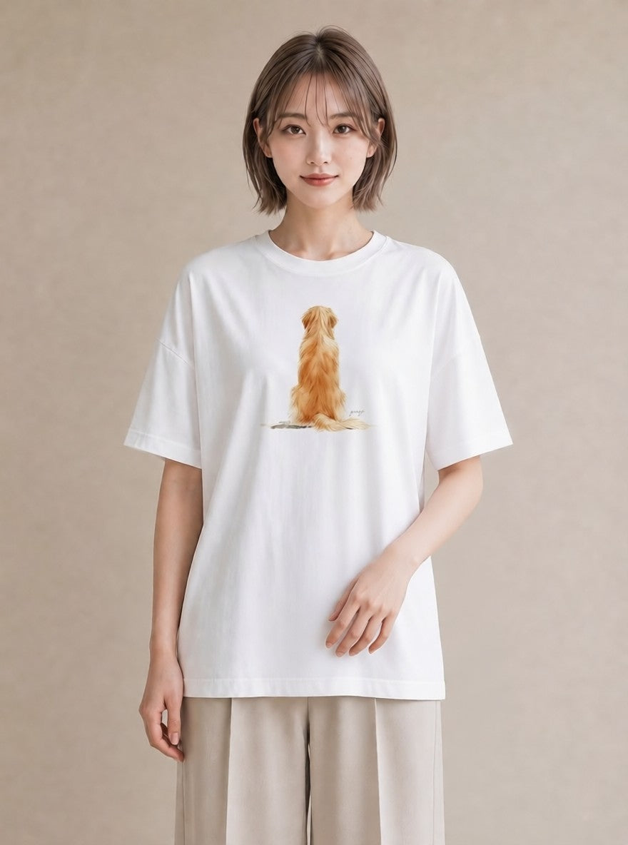 デザインTシャツ レディース 愛犬 犬 いぬ イラスト ユニーク カフェ巡り 女子会 白T YMAZO