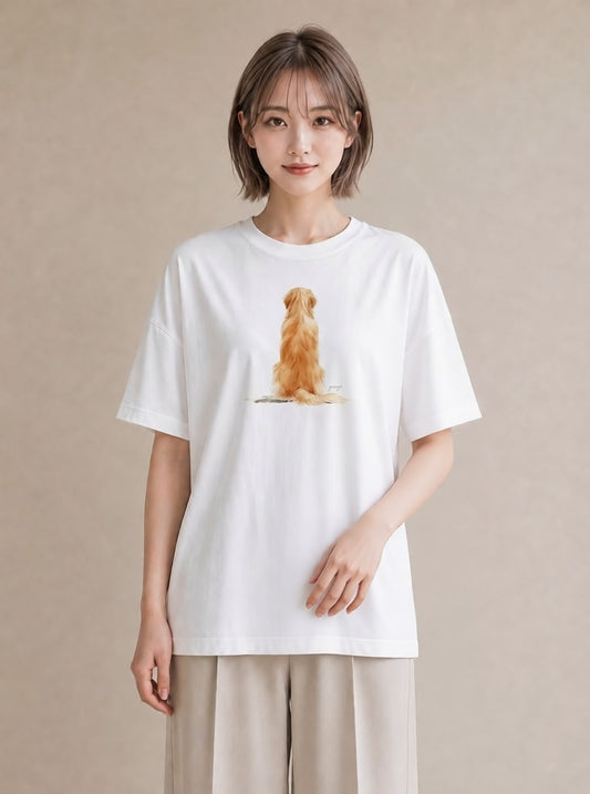 デザインTシャツ レディース 愛犬 犬 いぬ イラスト ユニーク カフェ巡り 女子会 白T YMAZO