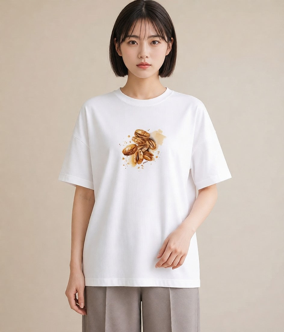 半袖Tシャツ レディース どんぐり 植物 ボタニカル イラスト 北欧風 春服 ミセス 白T YMAZO