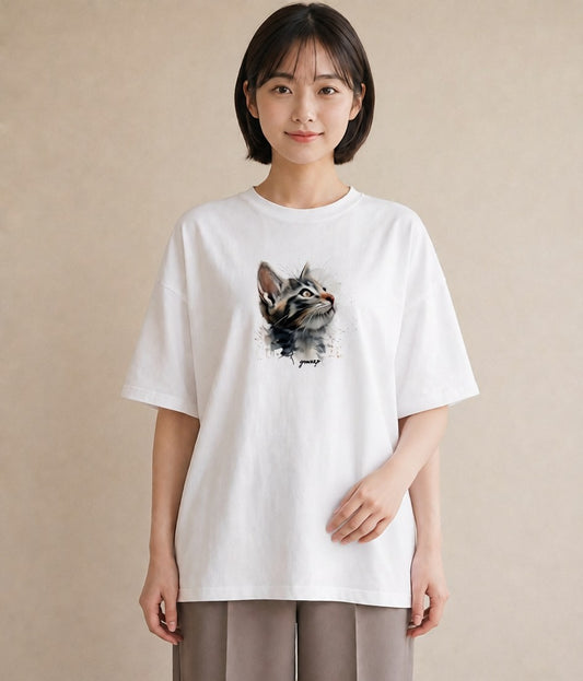 半袖Tシャツ レディース ロシアンブルー 猫 ねこ イラスト 旅行コーデ 敬老の日 ホワイトデー 白T YMAZO