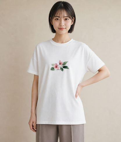 プリントTシャツ レディース あさがお 朝顔 花 花柄 イラスト 休日コーデ 海 カフェ巡り 白T YMAZO