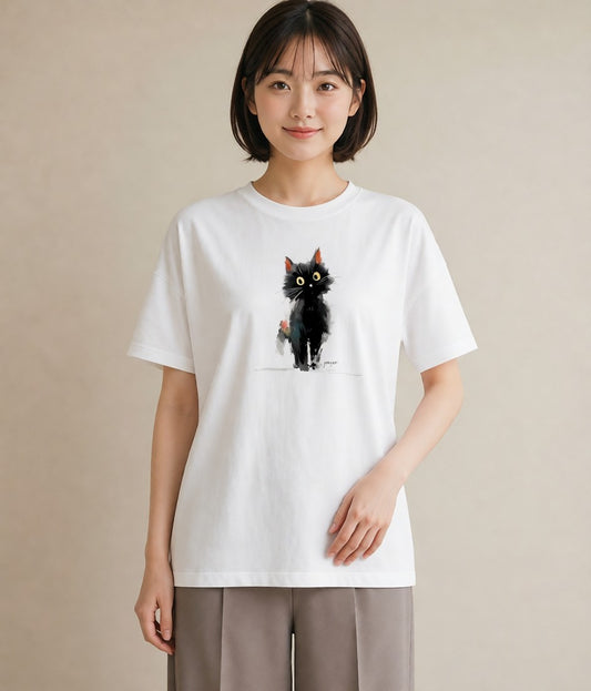 グラフィックTシャツ レディース ペルシャ 猫 ねこ イラスト お洒落 デート 帰省 白T YMAZO