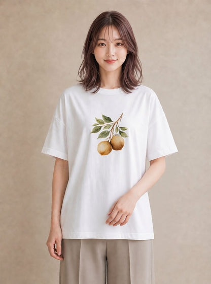 デザインTシャツ レディース 実り 植物 ボタニカル イラスト 普段使い 普段着 週末コーデ 白T YMAZO