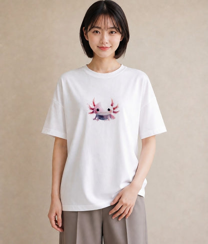 プリントTシャツ レディース ヤモリ ペット 動物 イラスト 水彩風 ミセス 春コーデ 白T YMAZO