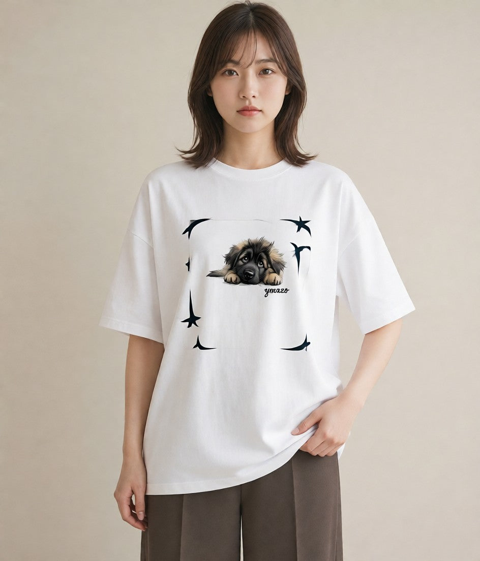 グラフィックTシャツ レディース 子犬 犬 いぬ イラスト 北欧風 女子会 お揃い 白T YMAZO