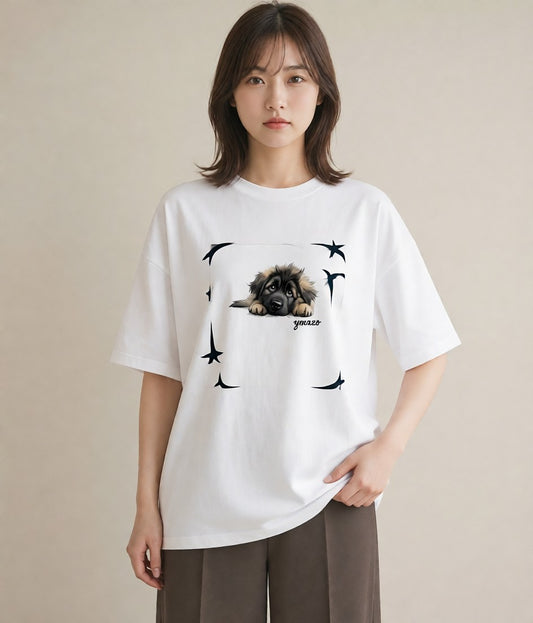 グラフィックTシャツ レディース 子犬 犬 いぬ イラスト 北欧風 女子会 お揃い 白T