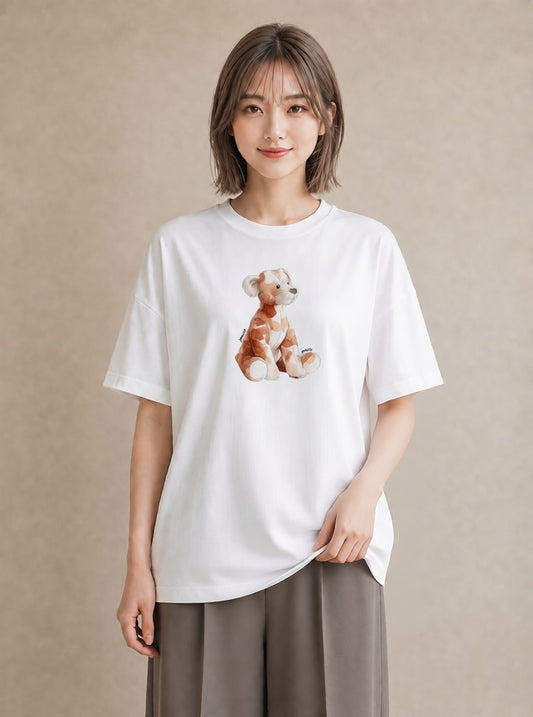 グラフィックTシャツ レディース わんこ 犬 いぬ イラスト こなれ感 お揃い 親子 白T YMAZO