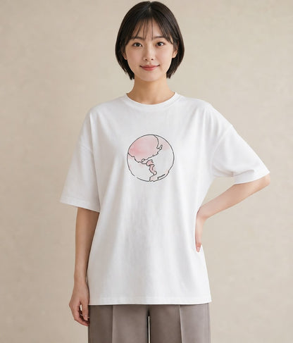 グラフィックTシャツ レディース 蟹座 星空 宇宙 イラスト モード 自分用 ルームウェア 白T YMAZO