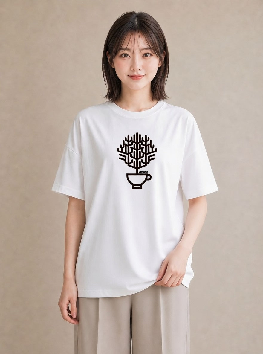半袖Tシャツ レディース カフェ カフェロゴ ロゴ イラスト ポップ 敬老の日 ホワイトデー 白T YMAZO