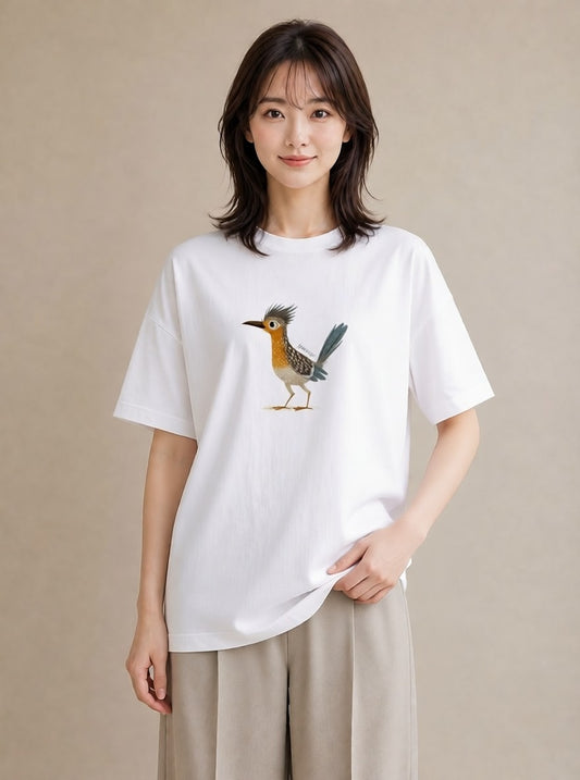 プリントTシャツ レディース 九官鳥 ペット 動物 イラスト カジュアル 帰省 ラフ 白T YMAZO