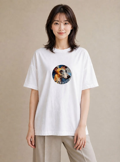 グラフィックTシャツ レディース イタリアングレーハウンド 犬 いぬ イラスト 線画 社会人 女性 白T YMAZO
