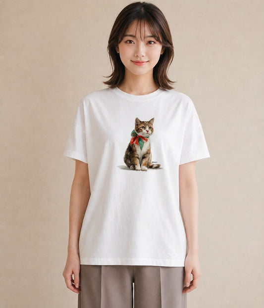 プリントTシャツ レディース エキゾチックショートヘア 猫 ねこ イラスト こなれ感 秋コーデ おしゃれギフト 白T YMAZO