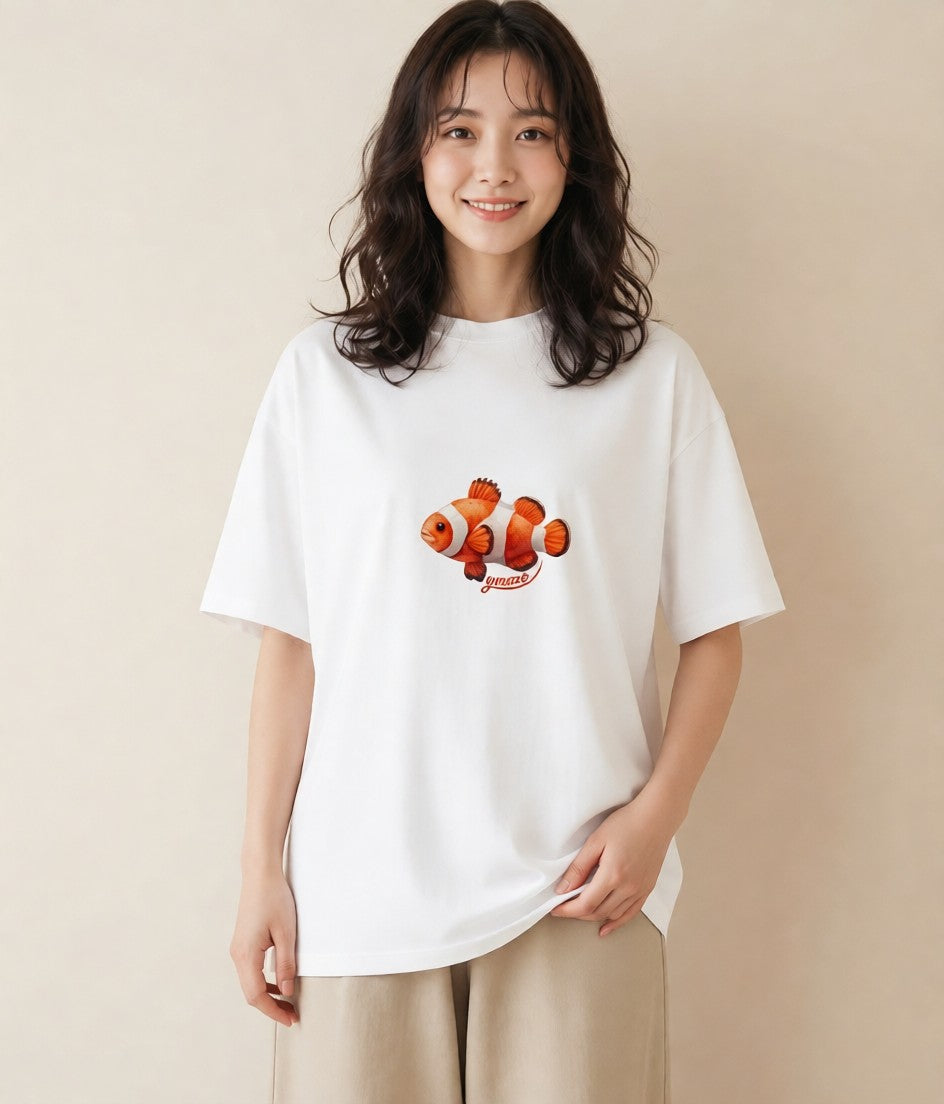 デザインTシャツ レディース 熱帯魚 海の生き物 海 イラスト モード 秋コーデ おしゃれギフト 白T YMAZO