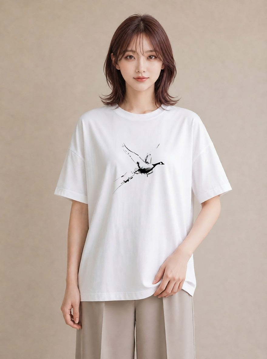 半袖Tシャツ レディース 折り鶴 折り紙 ナチュラル アンティーク イラスト ガーリー ホワイトデー 春服 白T YMAZO