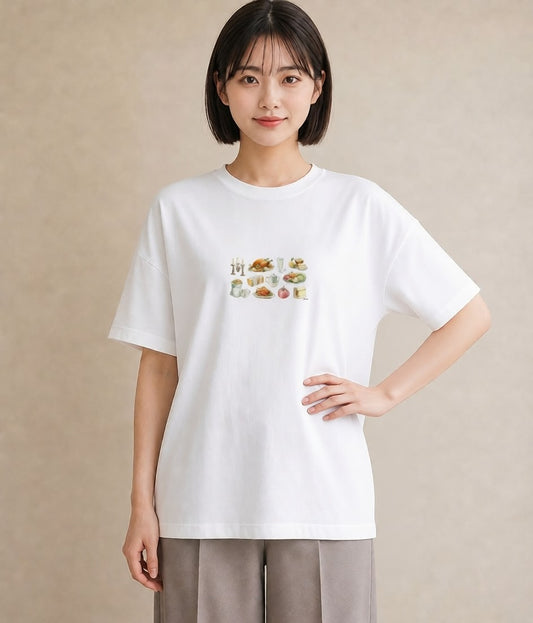 Tシャツ レディース 実り 植物 ボタニカル イラスト 水彩風 公園 ママ 白T YMAZO