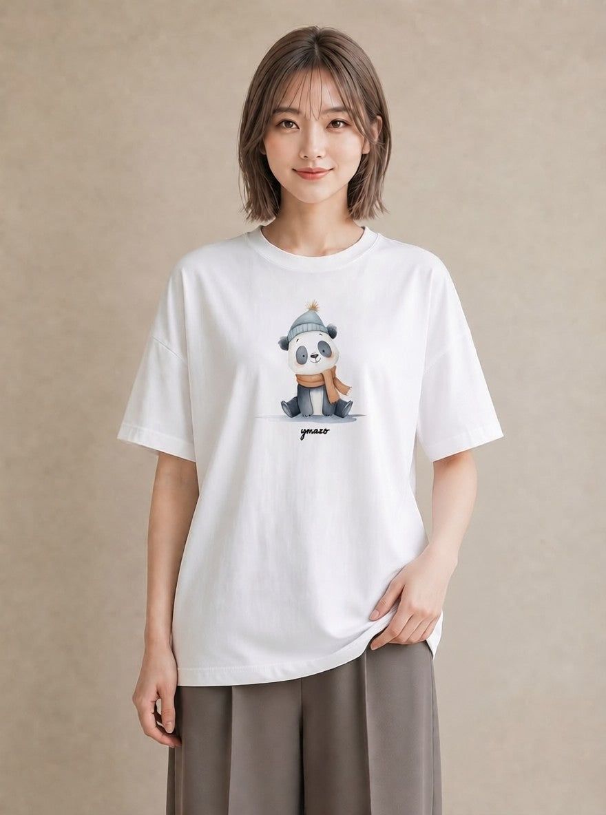Tシャツ レディース レッサーパンダ 動物 アニマル イラスト きれいめカジュアル 夏コーデ 通学 白T YMAZO
