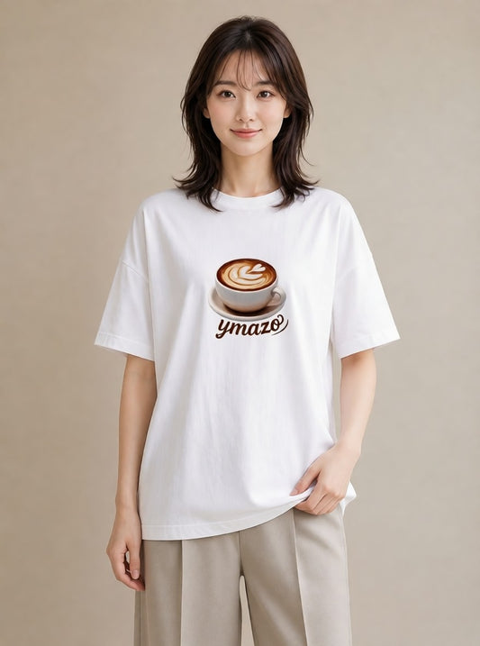 半袖Tシャツ レディース エスプレッソ 食べ物 フード イラスト 抜け感 通勤 在宅 白T YMAZO