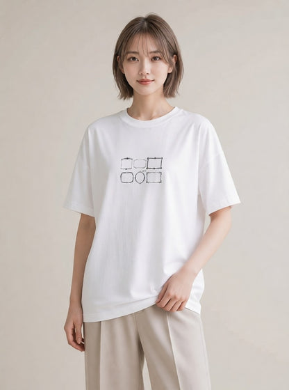 デザインTシャツ レディース 手鏡 アンティーク レトロ ナチュラル イラスト ゆるコーデ 女子会 お揃い 白T YMAZO