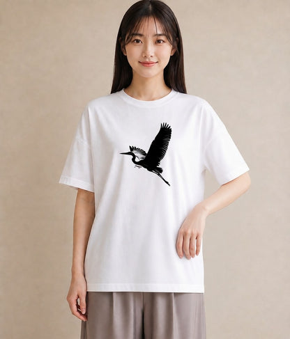 グラフィックTシャツ レディース 折り鶴 折り紙 ナチュラル アンティーク イラスト ラフカジュアル 秋コーデ おしゃれギフト 白T YMAZO