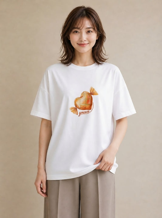 Tシャツ レディース キャンディ 食べ物 フード イラスト モード ペアコーデ 秋コーデ 白T YMAZO