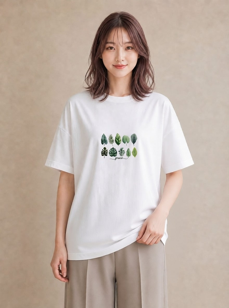 Tシャツ レディース モンステラ 植物 ボタニカル イラスト きれいめカジュアル 部屋着 女性向けギフト 白T YMAZO